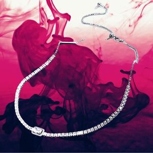 ❤️🆕 Women’s Silver-plated Cubic Zirconia diamond adjustable Tennis Necklace